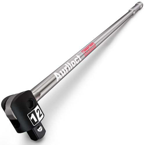 Aurlloct 1/2 Drive Heavy Duty Extension Breaker Bar 81 cm Knuckle Breaker Flexi Bar 250 Degree Pro Power Flexible Handle Breaker Bar Socket Wrench Wheel Nut Spanner for Automobile Maintenance