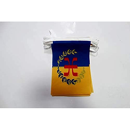 Image of AZ FLAG Kabylie GPK 6 meters BUNTING Flag 20 flags 9'' x 6'' - Berber Kabylia - Algeia STRING flags 15 x 21 cm