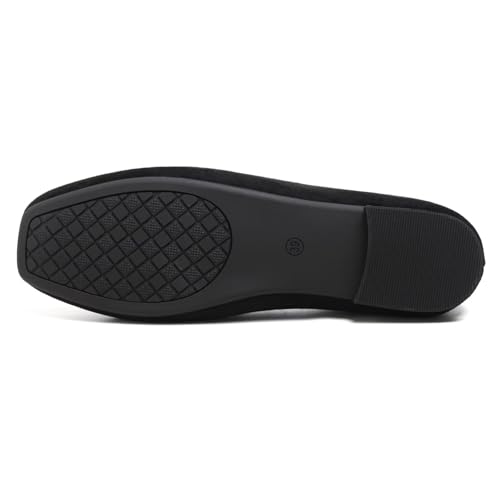 Image of ChaiRong Zhou Women Square Toe Ballets Flats Comfort Slip On Walking Shoes for Driving