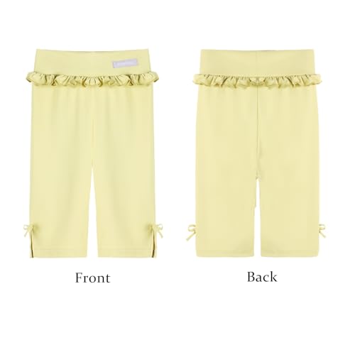 Girls High Waist Athletic Shorts with Ruffles Bow Tie Kids Biker Shorts for Dance Yoga Sports2