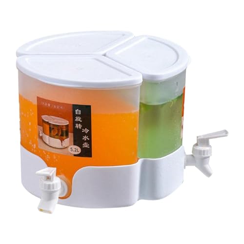 Reapyyt Botella de agua fría giratoria con compartimento para refrigerador, recipiente de agua fría, tetera de jugo dividido (5,2 L)