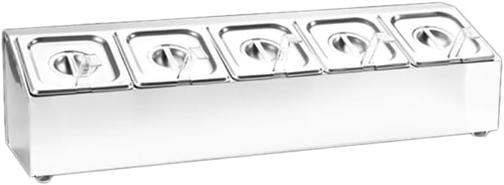 Stainless Steel Pizza Prep Station with Lids, Condiment Organizer & Compartment Trays for Sauces, Seasoning Food Container (34x39.8x25.2cm) - Perfect for Restaurants & Home Chefs