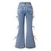 Nivne Tco Girls Flare Jeans High Waist Y2K Bell Bottoms, Wide Leg Denim Pants with Cute Pink Bow Decor & Pockets (US, Age, 10 Years, Blue)