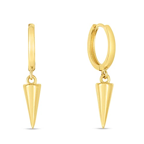 Floreo 14k Yellow Gold 10mm Dangling Spike Drop Hoop Earrings