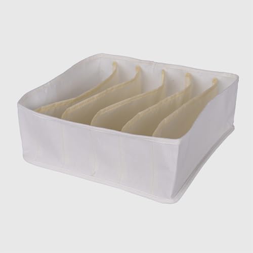 La Briantina Organizador de cajón de tela con 6 compartimentos – Caja suave para ropa interior, calcetines y accesorios – TNT 100% polipropileno – 28 x 28 x 10 cm – Gris o Beige
