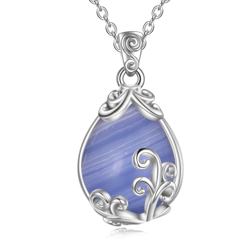 POPLYKE Sterling Silver Blue Lace Agate...