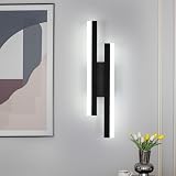 Riserva Applique Murale Intérieure LED, 16W 1800LM Lampe Murale Moderne, Acrylique Luminaire Mural Interieur pour Chambre, Salon, Couloir, Escalier, 6500K Lumière Blanche Froide (Noir)