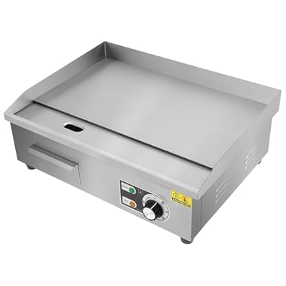 3000 W Elektrogrill, Gewerblicher Elektrogrill Tischgrill Einstellbare Temperatur mit Fettschutz Edelstahlgrill Elektrogrillplatte Silber