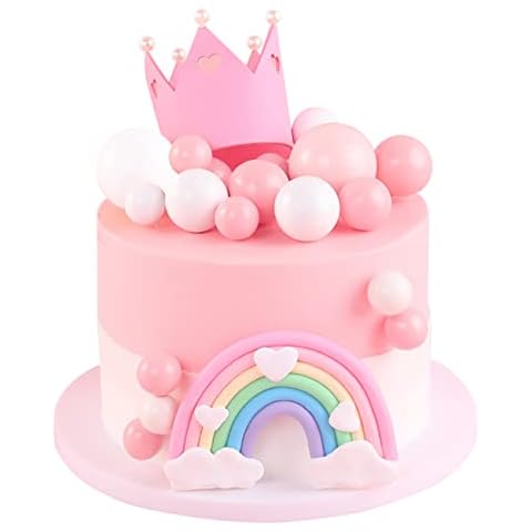 66 Pcs Mini Balloon Cake Topper Cupcake Toppers Foam Ball DIY Cake Picks Pearl Ball Cake Insert Topper Baking Becorations for Anniversary Birthday Party Cake Decoration (Pink, White) Cover