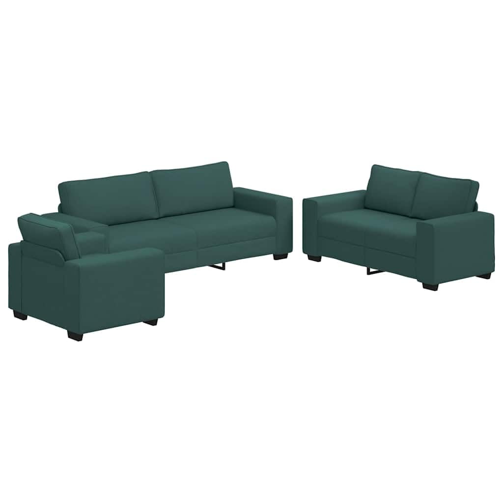 Juego de sofá de 3 piezas verde oscuro con sillón de 2 plazas 3 plazas 221 cm de ancho de poliéster resistente tela de metal marco de madera de diseño moderno para salón, oficina y