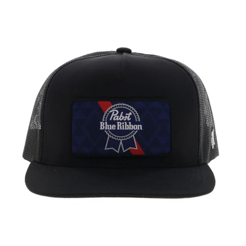 Image of HOOEY Officially Licensed Pabst Blue Ribbon One Size Fits All Adjustable Snapback Hat for Men and Women Mesh Back Trucker Hat