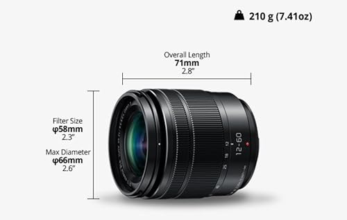 Panasonic H-FS12060E LUMIX G Vario 12-60 mm F3.5-5.6 ASPH. Objektiv (5x Zoom, Power O.I.S. Bildstabilisator, Staub-/ Spritzwasserschutz) schwarz