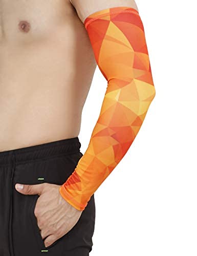 UNBEATABLE Arm Sleeves with UV Protection for Sports & Driving 1 Pair (orange star)