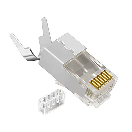 TECH-X RJ45 Cat7 & Cat6A Crimping Connectors plug - Pack 10, 50U Nickel Plated 3 Prong Shielded FTP/STP External Ground for 23 AWG (0.573mm) Network Cable, Metal Shielded, RJ45 8P8C Modular Plug (B09FHTZTPX) Amazon Price History, Amazon Price Tracker