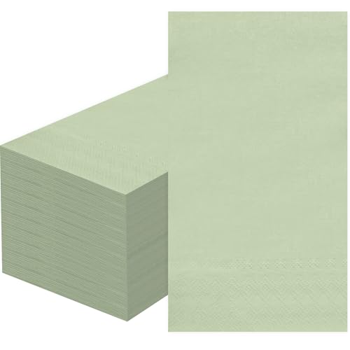 100 Pcs Sage Green Paper Napkins Disposable - Sage Green Guest Dinner Napkins for Bathroom Bridal Shower Wedding Birthday Anniversary Party