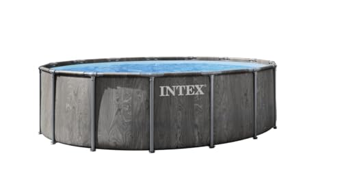 Intex 26742GS 4.57m x1.22m Greywood Prism Frame Premium Pool Set (Includes Filter Pump Safety Ladder Ground Cloth Pool Cover)