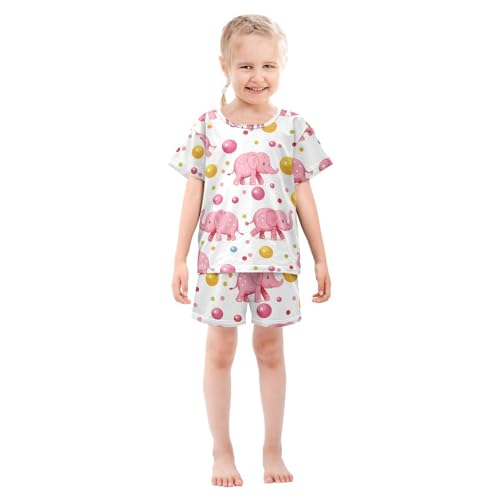 ALAZA Elephant Ball Cartoon Pajamas Short Sleeve 2 Piece Sleepwear Top and Bottom Pajama Set Unisex3