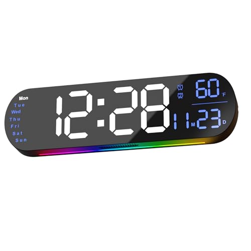 Hansang SZGZ-A-001 Large Digital Wall Clock With Remote Control 13.7’’, Auto Brightness, 9 Rgb Ambient Light, Dual Alarm Clock&Timer, 12/24H Mode, Temperature For Bedroom thumb #8
