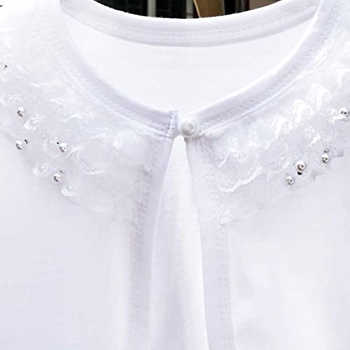 Ilavsun Girl Lace Bolero Cardigan Shrug - Big Girl Long Sleeve Lace Flower Shrug Sweater 7-8T White thumb #1