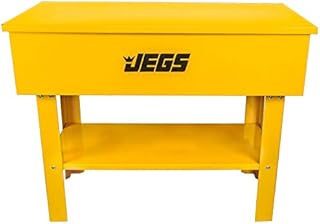 JEGS 40-Gallon Parts Washer | 24 Gallon Solvent Capacity | 5 Gallon Per Minute Max Pump Output | Heavy Duty Steel | Powder Coated Yellow with JEGS Logo