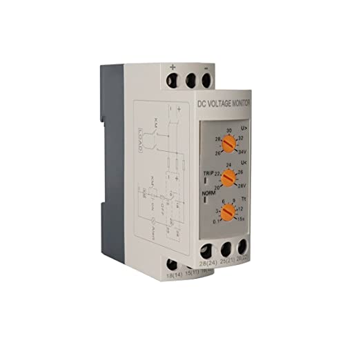ATO Voltage Monitoring Relay, Voltage Protection Relay Overvoltage Undervoltage Protector Guide Rail DC Protection Relay, with 2 C/O Contacts (2 Form C), 24V DC