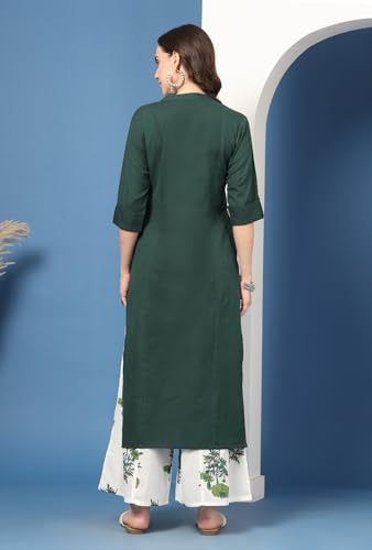 Image of Pistaa's Women's Regular Fit Cotton Solid Kurta Palazzo Set