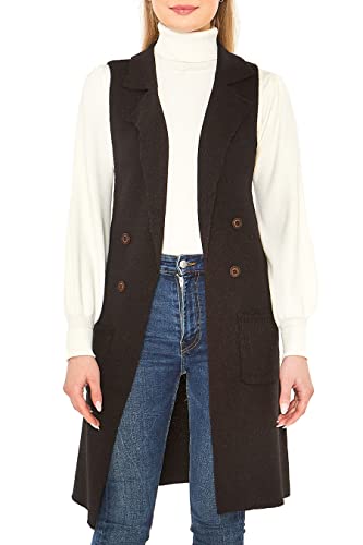Love Tree Women's Sleeveless Long Sweater Vest Open Front Knit Cardigan Waistcoat