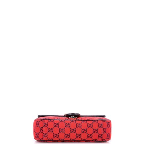 Pre-Loved GG Marmont Flap Bag Diagonal Quilted GG Canvas with Leather Small, Red4