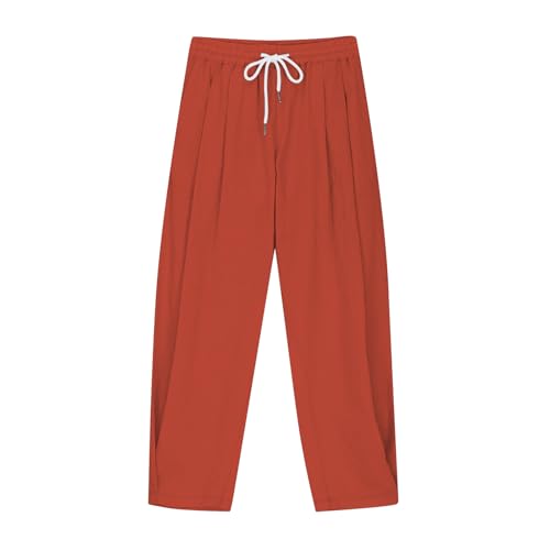 Girls Cotton Linen Pants Trendy Pleated Wide Leg Pants Kids Teen Elastic Waist Drawstring Athletic Summer Trousers2
