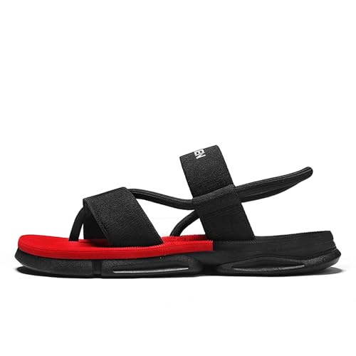 Men's Adjustable Strappy Sandals Quick-Dry Comfortable Slippers for Beach Pool Sports Walking Yoga(Red,9.5)