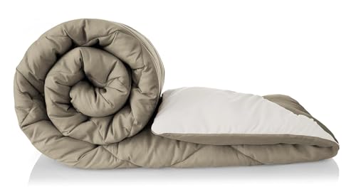 Image of Amazon Brand - Umi AC Comforter Double Bed | AC Blanket Double Bed | 220 GSM Ultra Soft Microfiber Reversible Lightweight All-Weather Bed Comforter /Duvet /Quilt (90 inchX86 inch Inche, Brown & Beige)