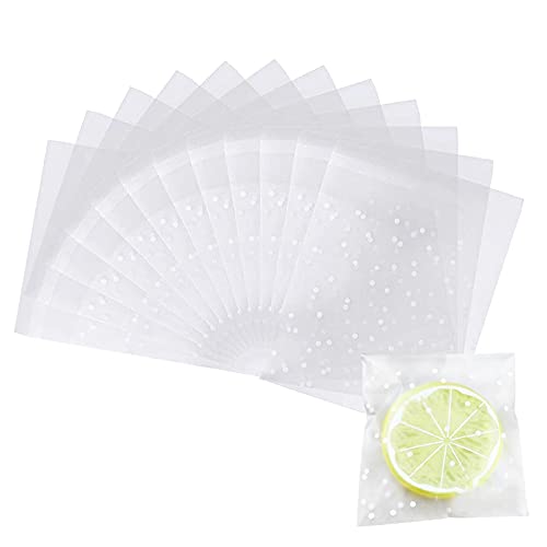 Aallo 200 Pièces Sacs de Biscuits de Noël Sachet en Cellophane Transparent Auto-Adhésif Sacs de Bonbons pour Boulangerie Cookies Bonbons Dessert Noël Festival Partie Sacs Cadeaux (7 * 7+3cm)