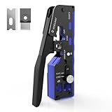 VCELINK RJ45 Crimp Tool with An Adjustable Knob, CAT7/6A/6/5E/5 All-In-One Ethernet Crimper, No Screwdriver Needed for RJ45 and RJ11/RJ12 Crimping-Blue
