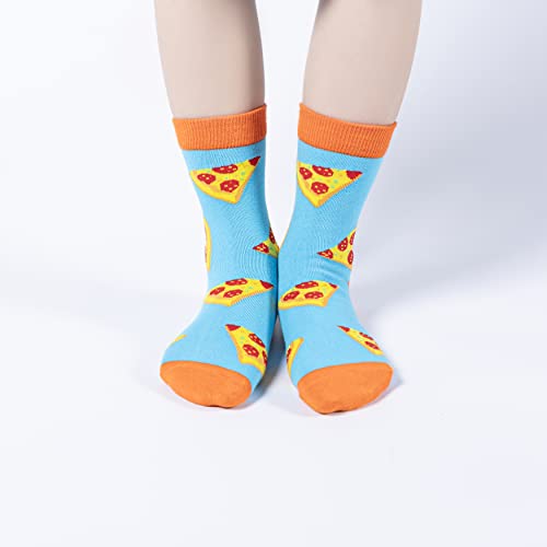 Bisousox Kids Fun Dress Socks Christmas Gift Socks Boys Girls Novelty Funny Crazy Shark Stripe Cute Dinosaur Socks For Kids (As1, Age, 6_Years, 8_Years, 1 Pair-Pizza) #TOP4