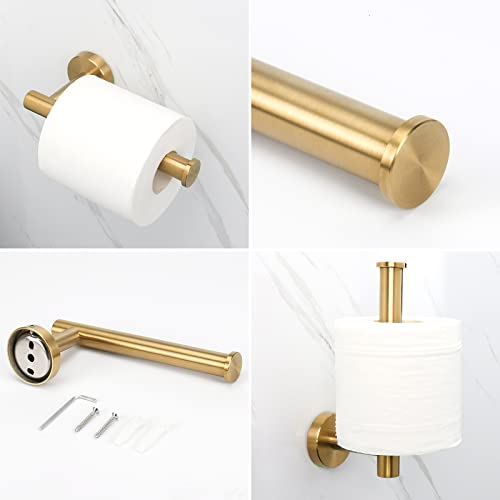Nearmoon 4 Pieces Bathroom Hardware Set, Include Hand Towel Ring, Toilet Paper Holder And 2 Robe Towel Hooks, Stainless Steel Bathroom Accessories Wall Mounted (Brushed Gold) #TOP2