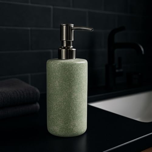 Image of Ceramic Soap Dispenser 330ml (Set of 1) | Multipurpose Liquid Soap, Lotion & Hand Wash Pump Bottle for Bathroom & Kitchen | Green Chemical Design