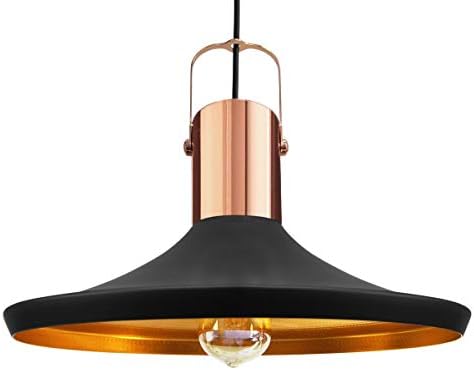 Long Life Lamp Company Industrial Pendant Black Ceiling Light Shade Retro Finish Inner Lining P1065-A, Metal, Rose Gold [Energy Class A+]
