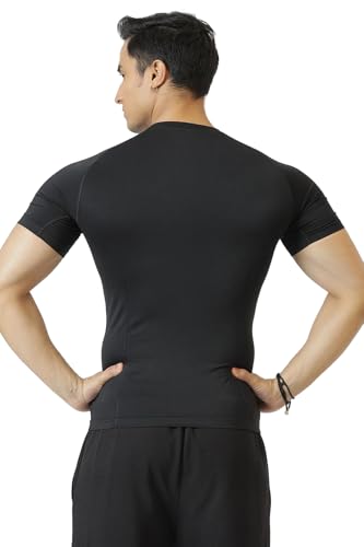 Image of FUAARK Nylon Seamless Compression Half Sleeves Dry Fit T-Shirts for High Performance in Gym & Workout