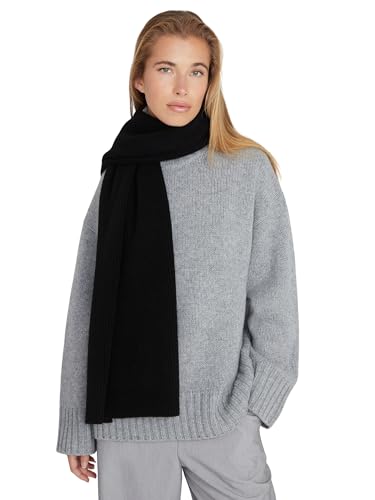 Style & Republic Oversized Damen Kaschmirschal aus 90% Merinowolle und 10% Kaschmir | edler Schal aus feinster MerinoMerinowolle und Kaschmir Black 168 x 45cm
