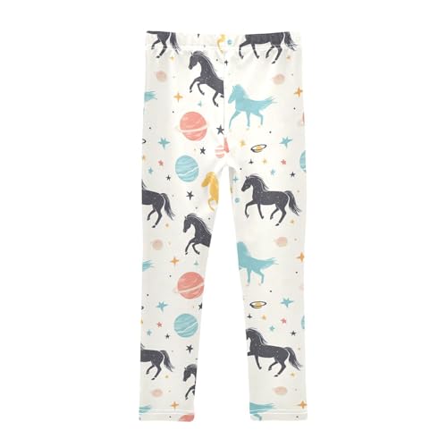 Horses and Space Girls Leggings,Workout Leggings for Girls Toddler Athletic Legging Size for 3-10T2
