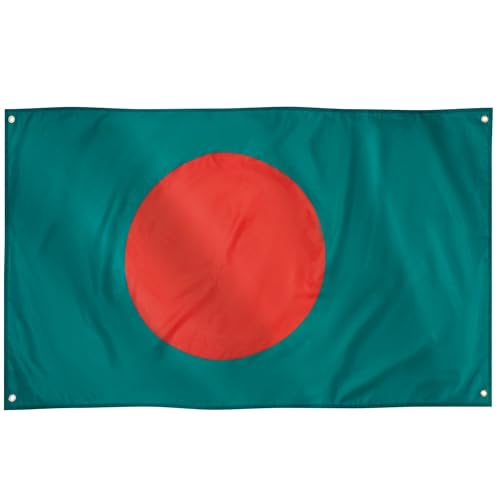 Runesol Drapeau Bangladesh, 91x52cm, 3ft x 5ft, 4 Anneaux, Oeillet dans chaque coin, Premium Bangladeshi Drapeaux, Rouge & Vert, Drapeaux Bengali, বাংলাদেশের পতাকা, বাংলাদেশের জাতীয় পতাকা