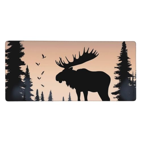 Tapis de souris XXL motif élan pour une décoration de bureau naturelle et inspirante