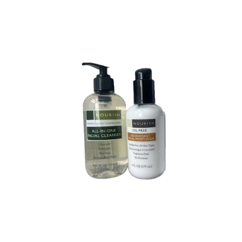 Trader Js Nourish Facial cleanser and moisturizer set, All-In-One Facial Cleanser 8.45 fl oz (250mL) & Oil-Free Antioxidant Facial Moisturizer 6 fl oz (177mL) - 1 of each iteam