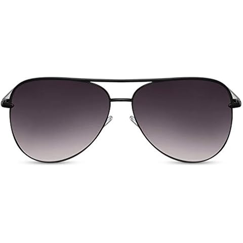 Cheapass Sunglasses Big Metal Pilot Sunnies Womens XL Oversized Black Frame with Dark Lenses UV400 Cover