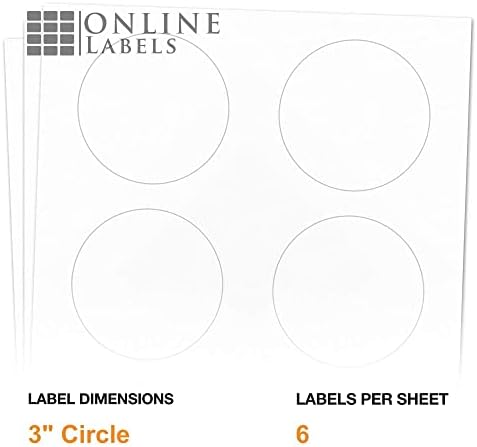 3 Inch Round Labels - Pack of 60 Circle Stickers, 10 Sheets - Inkjet or Laser Printer - Online Labels