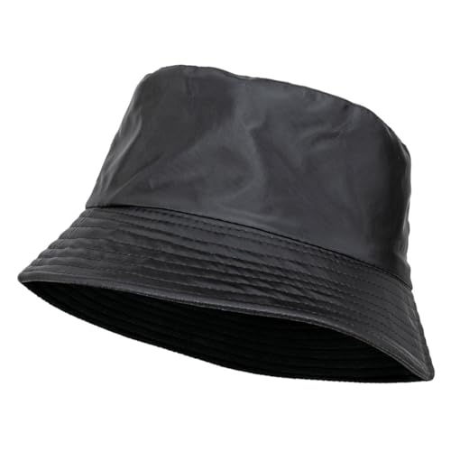 QILZO Gorro de Lluvia Impermeable Plegable Sombrero de Pescador Gorro para Hombres y Mujeres Gorro con Forro Interior Ideal para Senderismo, Deportes al Aire Libre, Color Negro