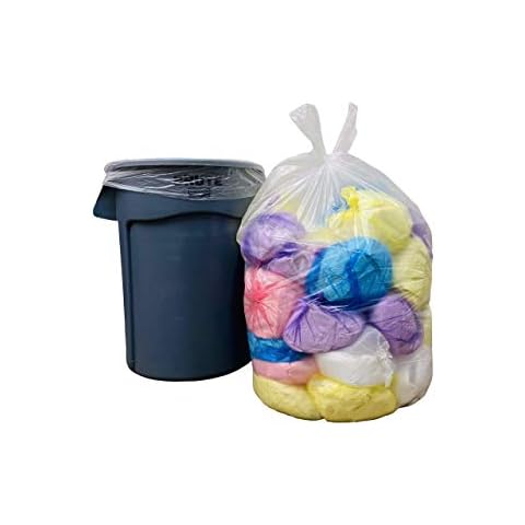 50-55 GAL Semi-Clear Trash bags Trash Can Liner Clear Garbage Bags, large trash bin, thick trash bags for Home, Hospital, Wastebaskets, Recycling, Storage, Outdoor.(50 Count) (50-55 Gallon) Cover