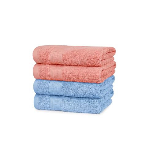 Image of MYTRIDENT Soft Comfort Air Rich Towel 100% Cotton Hand Towel for Daily use, 500 GSM Highly Absorbent Towels for Men /Women, 4Pc Hand Towel Set (41 cm X 66 cm), Allure and Coral Haze