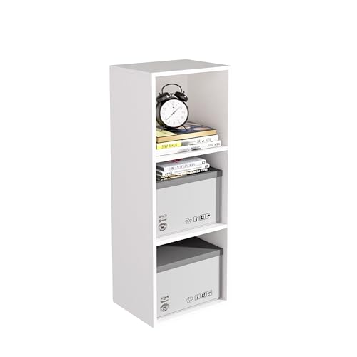 NewBeth Wooden 3 Cube Storage Organizer, 3 Tier Storage Cubes Storage Display Cubby, Freestanding DIY Closet Shelving Unit for Living Room Bedroom Office (White, 3 Cube-W(11.8inch) by NewBeth - Used condition - US$42.74