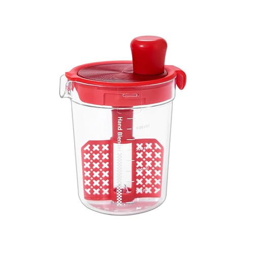 halteoly Salad Dressing Shaker Bottle, Salad Dressing Mixer Cup, Egg Liquid Mixing Cup, Manual Mixing Tool for kitchen,vinaigrette dressing bottle (Red)